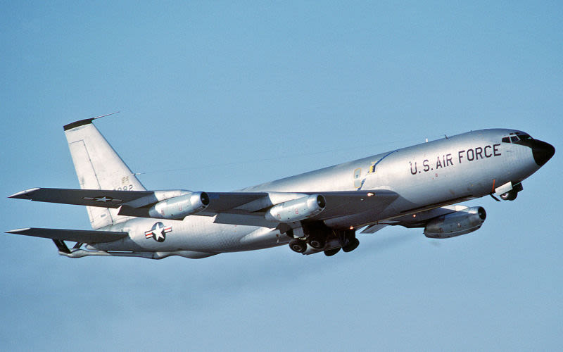 A KC-135A from the 28th Air Refueling Squadron, 28th Bomb Wing, takes off from Ellsworth Air Force Base during exercise Global Shield ‘84 (US Air Force)